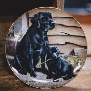 Like Father Like Son Franklin Mint Heirloom Porcelain Plate – Labrador Puppies